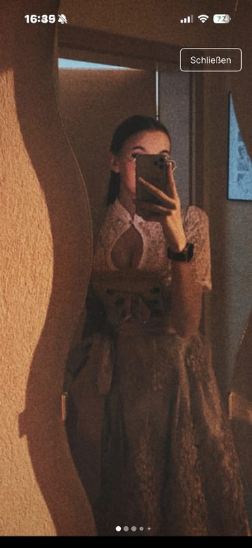 Damen Dirndl mit rosa Spitzenschürze – Trachtenkleid – Größe XS – Hellgrau