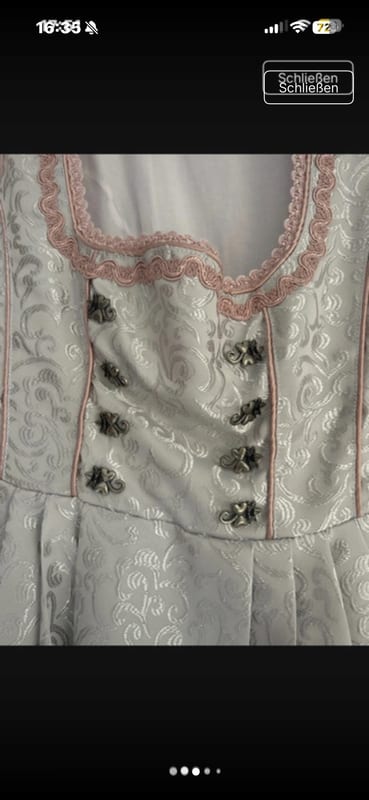 Damen Dirndl mit rosa Spitzenschürze – Trachtenkleid – Größe XS – Hellgrau – Bild 3 von 8