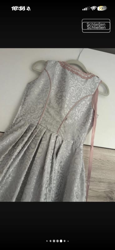 Damen Dirndl mit rosa Spitzenschürze – Trachtenkleid – Größe XS – Hellgrau – Bild 6 von 8