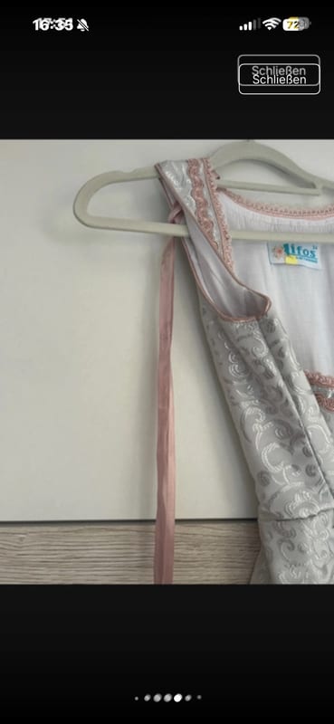 Damen Dirndl mit rosa Spitzenschürze – Trachtenkleid – Größe XS – Hellgrau – Bild 7 von 8