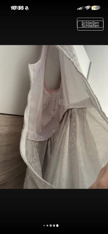 Damen Dirndl mit rosa Spitzenschürze – Trachtenkleid – Größe XS – Hellgrau – Bild 8 von 8