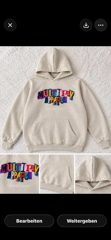 Herren Beiger Hoodie mit buntem Schriftzug-Print – Größe S