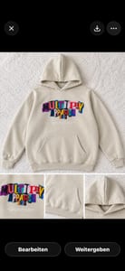 Herren Beiger Hoodie mit buntem Schriftzug-Print – Größe S