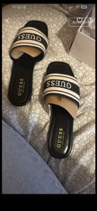 Damen Slides mit Logo-Band – Sandalen – Größe 37 – Schwarz-Weiß