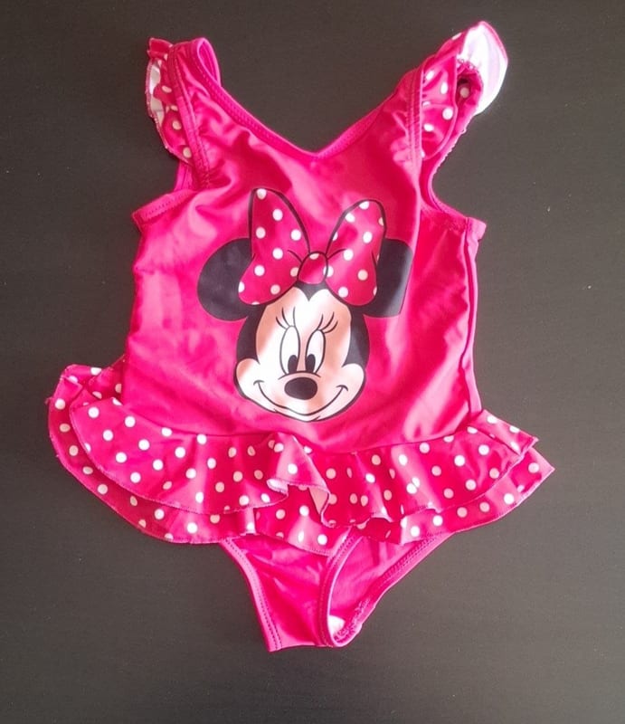 Mädchen Minnie Mouse Badeanzug mit Rock & Punkte-Rüschen Gr.80 – Rosa