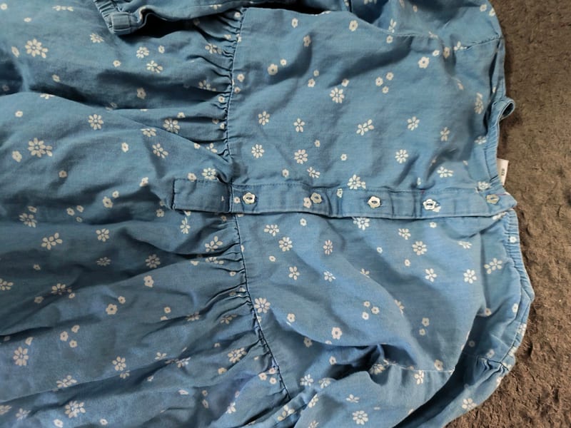 Mädchen Langarm-Kleid mit Blumenmuster, blau – Größe 128 – Bild 3 von 3