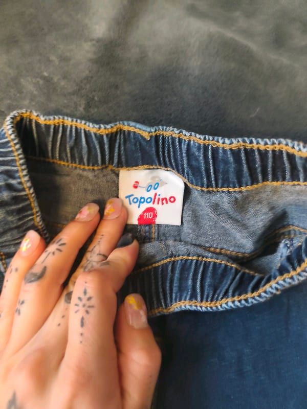 Jeans-Leggings für Mädchen, Dunkelblau mit Gummibund – Größe 110 – Bild 2 von 2