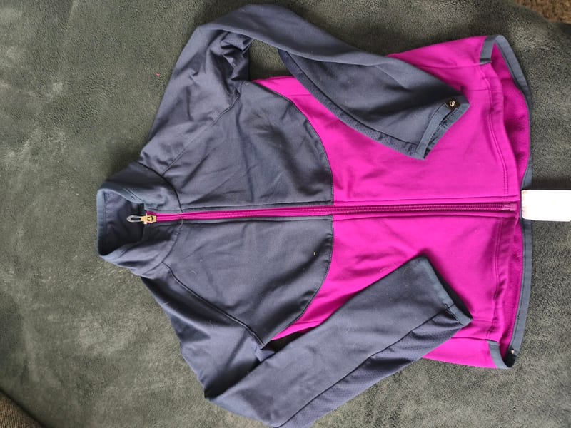 Mädchen Sportjacke mit Reißverschluss in Marine und Pink – Größe 128 – Blau/Rosa