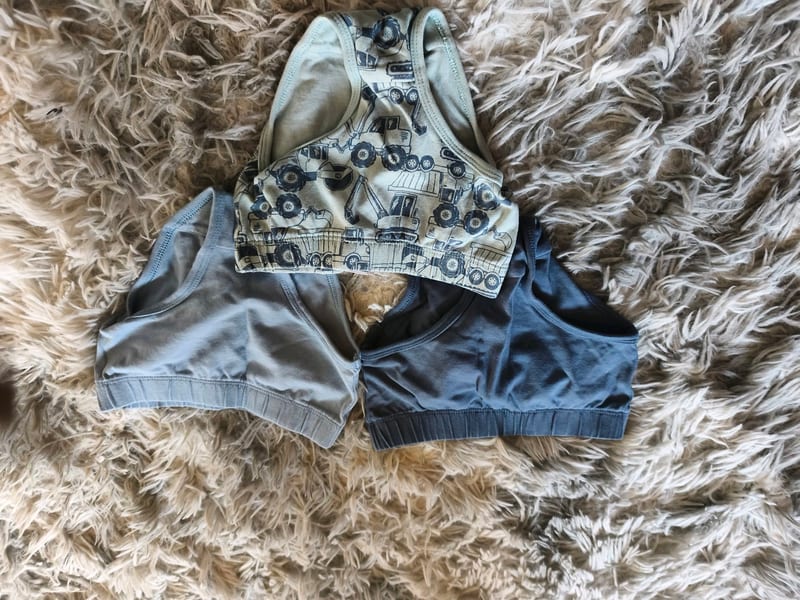 3er-Set Kinder-Unterhosen mit Baggermotiv und Uni, grau/blau – Größe 104 – Grau-Blau