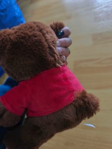 Plüsch-Teddybär mit rotem Shirt „Danke, dass es Dich gibt!“ – Bild 3 von 3