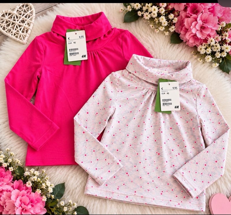 2× H&M Mädchen Rollkragenshirts – NEU – Gr. 92 – Rosa