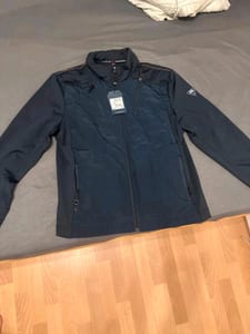 Herren Jacke, dunkelblau, Hybridjacke mit Stehkragen – neu mit Etikett – Größe L – Saphierblau