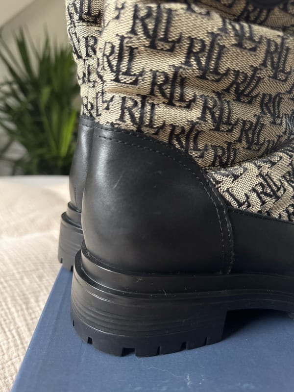 Damen Originale Ralf Lauren Boots Stiefeletten Stiefel Herbst Winter Schuhe – Größe 38 – Schwarz/Beige – Bild 5 von 10