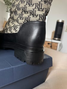 Damen Originale Ralf Lauren Boots Stiefeletten Stiefel Herbst Winter Schuhe – Größe 38 – Schwarz/Beige – Bild 4 von 10