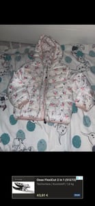 Gesteppte Kinderjacke mit Kapuze und Blumenmuster – Größe 98 – Weiß