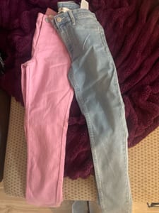 Mädchen Skinny-Hosen rosa und hellblau 2er-Set – Größe 128