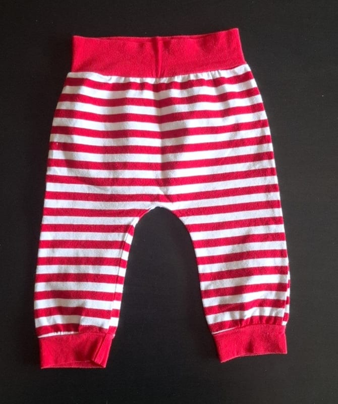 Bequeme Baby-Pumphose / Schlupfhose Gr. 74/80 – Rot/Weiß