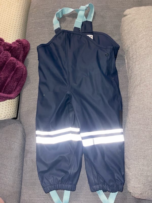 Jungen Regenlatzhose mit Reflektorstreifen, dunkelblau – Größe 86