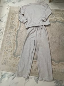 Damen Selanik-Strickset mit Rundhalsausschnitt, Oberteil und Hose Gr.M – Grau – Bild 2 von 9