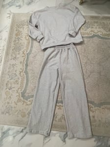 Damen Selanik-Strickset mit Rundhalsausschnitt, Oberteil und Hose Gr.M – Grau – Bild 3 von 9