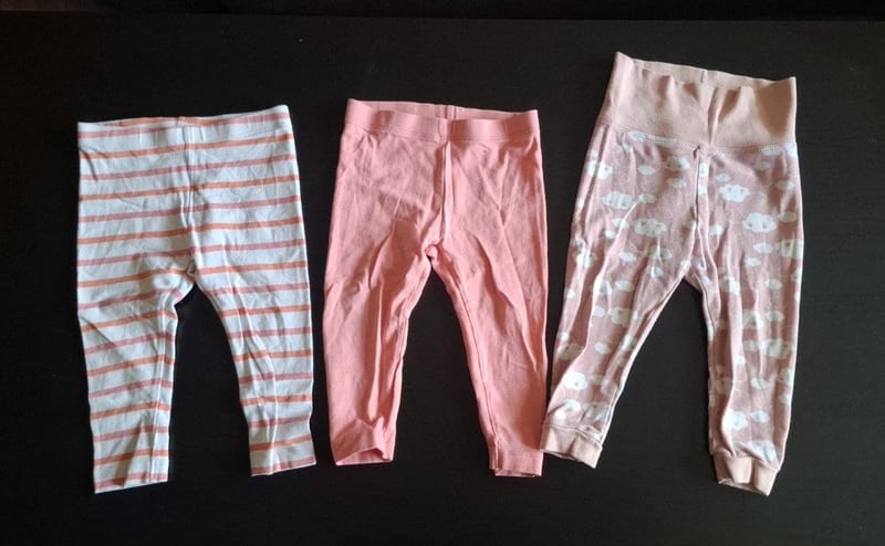 3er Set Kinder Leggings Gr. 74/80 – Rosa/Weiß