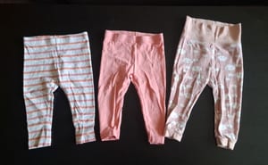 3er Set Kinder Leggings Gr. 74/80 – Rosa/Weiß