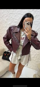 Damen bikerjacke – Einheitsgröße – Burgundy – Bild 2 von 3
