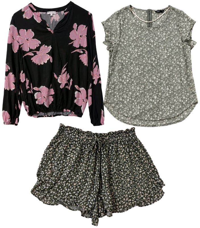 Damen Sommerpaket mit 2 Blumenoberteilen & Shorts – Größe M – Verschieden