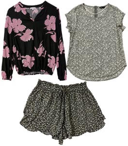 Damen Sommerpaket mit 2 Blumenoberteilen & Shorts – Größe M – Verschieden