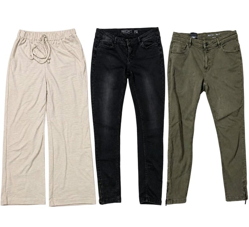 Damen 3 Hosen im Paket 38/40 – Größe L – Grün/Beige/Schwarz