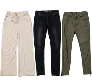 Damen 3 Hosen im Paket 38/40 – Größe L – Grün/Beige/Schwarz