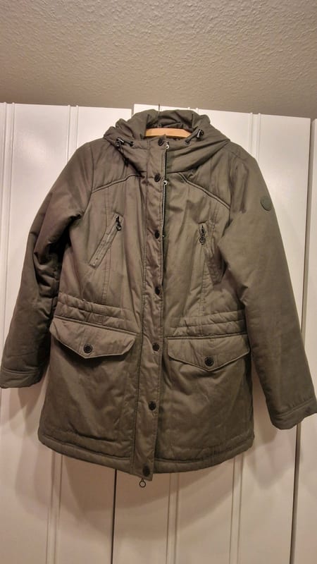 Damen Parka mit Kapuze, Khaki, Taschen und Reißverschluss – Größe 42 – Grün – Bild 6 von 6