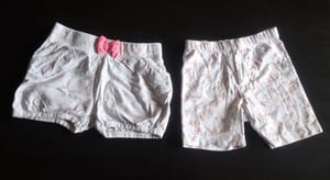 Mädchen 2er-Set Sommer-Shorts Gr.80 – Weiß/Orange/Grau