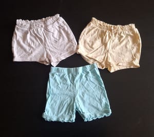 3er Set Kurze Kinder Hosen Gr.74/80 – Pastellfarben
