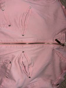 Damen Rosa Jacke mit Reißverschluss und Nieten – Größe S/M – Bild 3 von 5