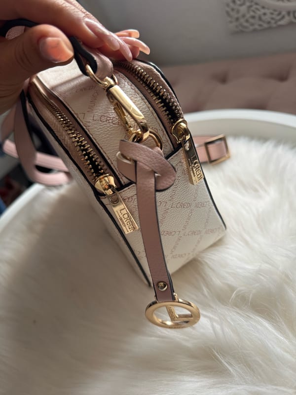 L.credi Damen Handtasche Umhängetasche Rosa Crossbody Bag rosa weiß – Bild 8 von 8