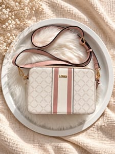 L.credi Damen Handtasche Umhängetasche Rosa Crossbody Bag rosa weiß