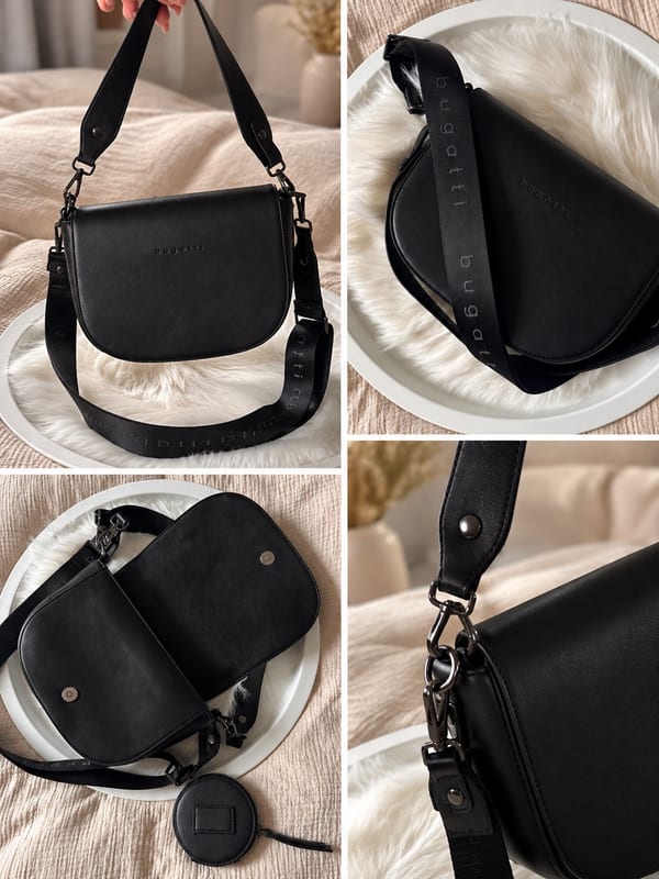 Bugatti Damen Tasche Crossbag Halfmoon Handtashe schwarz