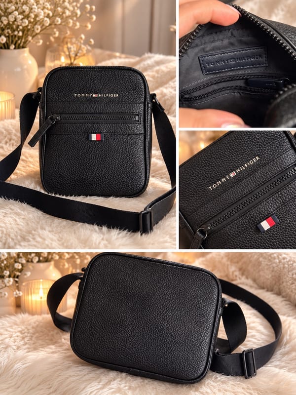Tommy Hilfiger Tasche schwarz – Umhängetasche Crossbody – unisex – Schwarz/Blau