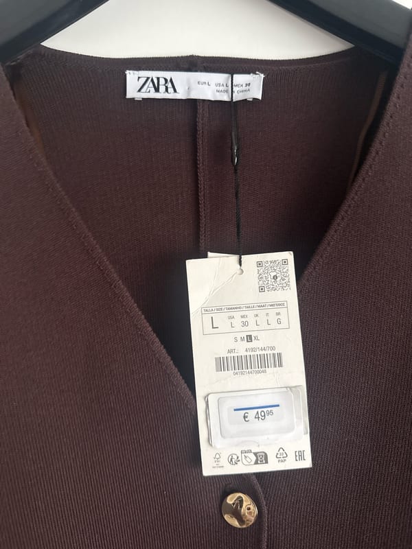 Damen Strickjacke mit V-Ausschnitt in Braun – Größe L – Bild 2 von 4