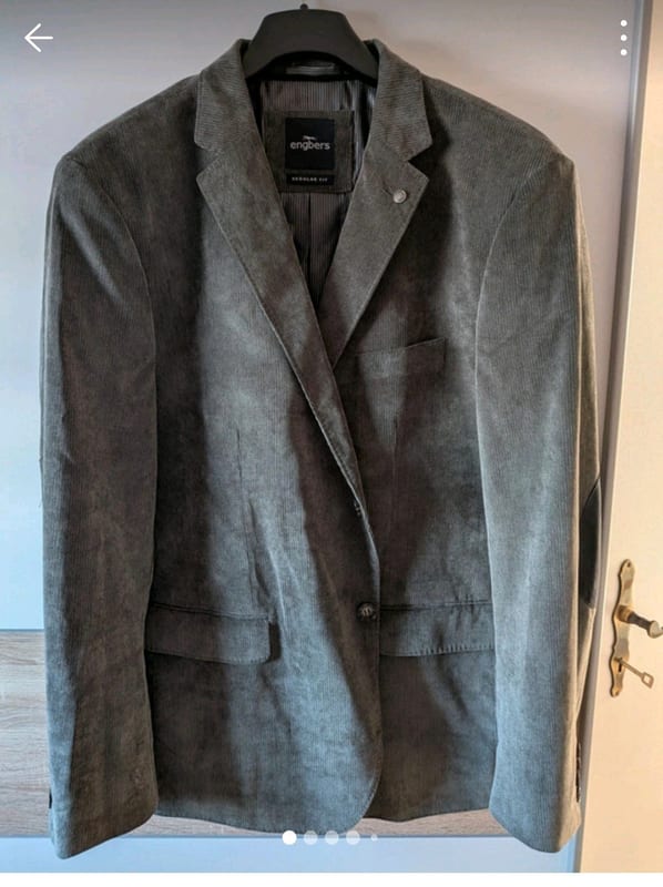 Herren Cord-Sakko in Grau mit Ellenbogenflicken Größe 58