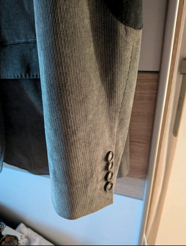 Herren Cord-Sakko in Grau mit Ellenbogenflicken Größe 58 – Bild 4 von 9