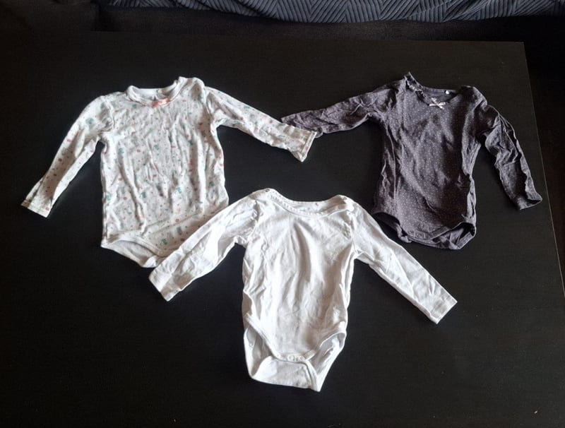 Baby 3er Set Langarmbodys Gr.74/80 – Weiß/Bunt
