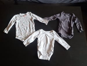 Baby 3er Set Langarmbodys Gr.74/80 – Weiß/Bunt
