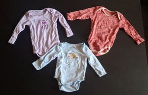 Baby 3er Set Langarmbodys Gr.74/80 – Lila/Blau/Rot