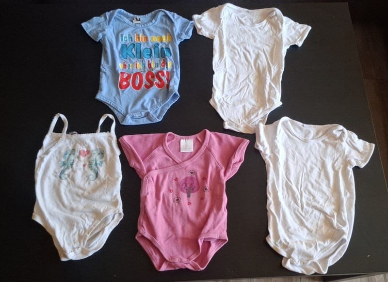 Baby 5er Set Kurzarmbodys Gr.74/80 – Rosa/Blau/Weiß