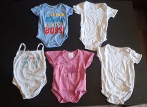 Baby 5er Set Kurzarmbodys Gr.74/80 – Rosa/Blau/Weiß