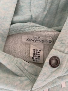 Jungen Kapuzenpullover Mintgrün – Größe 158 – Bild 2 von 2