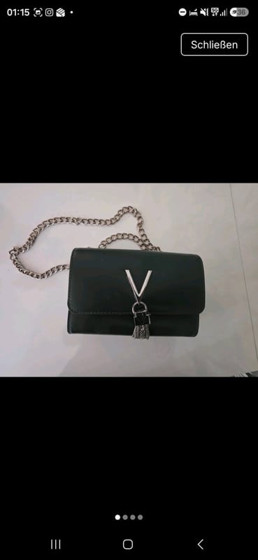 Damen Valentino unkelgrüne Umhängetasche mit Kettenriemen und Metall-Logo – Dunkelgrün