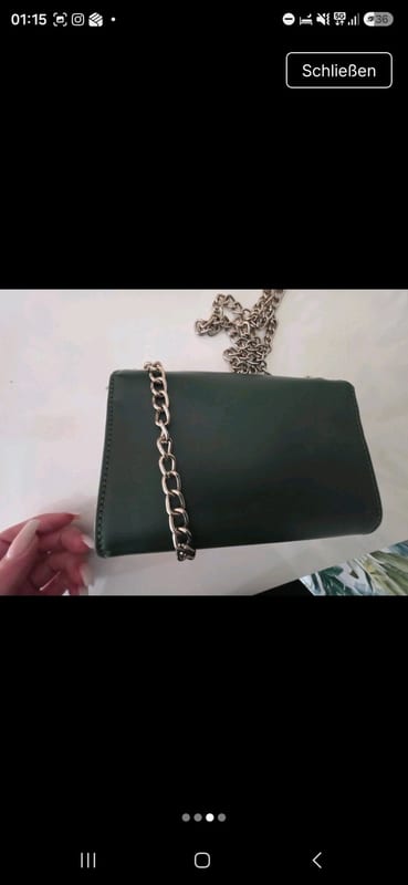 Damen Valentino unkelgrüne Umhängetasche mit Kettenriemen und Metall-Logo – Dunkelgrün – Bild 3 von 4